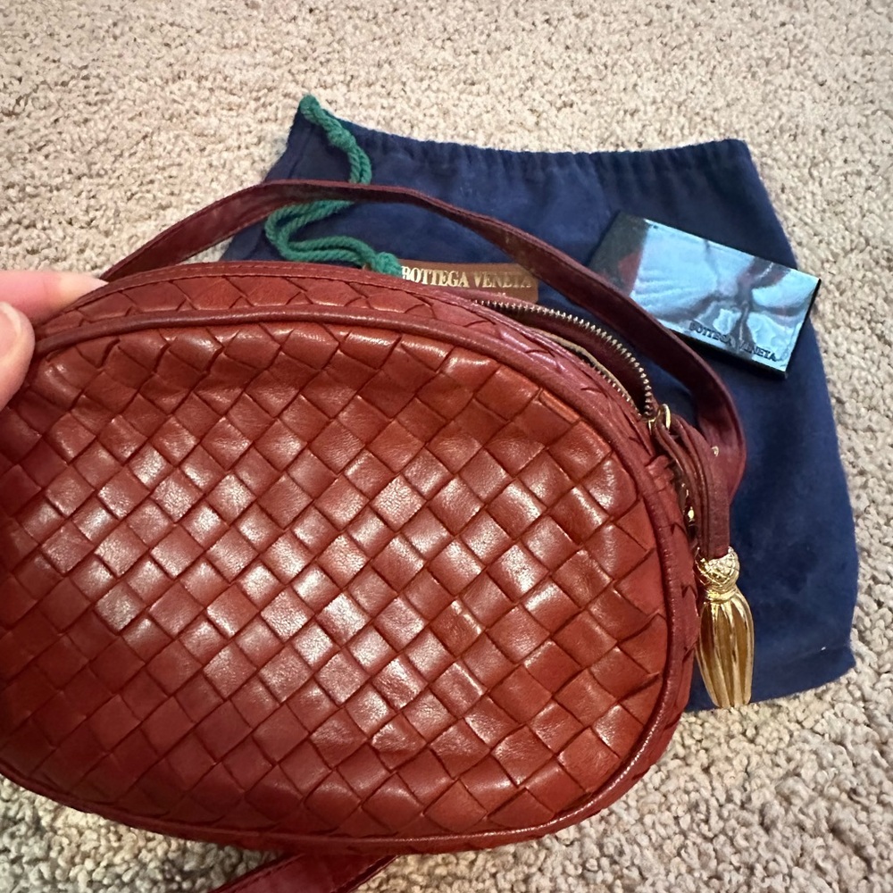 Authentic Vintage Bottega Veneta Brown Intrecciato Crossbody Bag